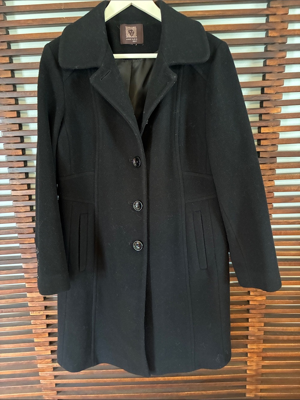 🎉NEW LISTING!🎉Anne Klein Black Wool-Blend Button Front Coat